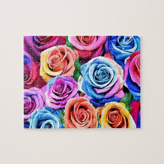 Puzzle Aquarelle coloré Rose Floral (Horizontal)