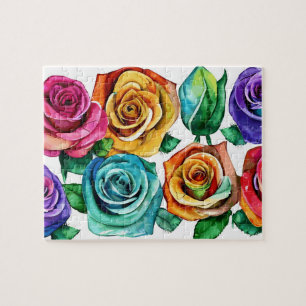 Puzzle Aquarelle coloré Rose Floral