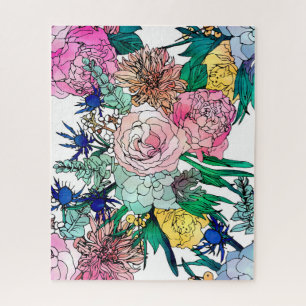 Puzzle Aquarelle colorée élégante Motif Floral