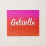 Puzzle Aquarelle colorée Rouge rose Monogramme Nom du scr<br><div class="desc">Aquarelle colorée en rouge et rose avec Monogramme Nom du script</div>