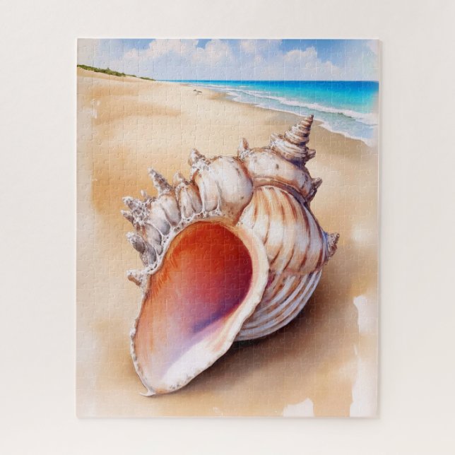 Puzzle Aquarelle Conch Shell sur la plage (Vertical)