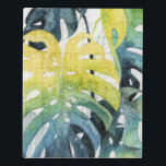 Puzzle Aquarelle Coucher de soleil Palm Tree Feuilles<br><div class="desc">"Sunset Palm Composition I" par Grace Popp. Il présente une végétation tropicale aquarelle.</div>