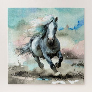 Puzzle Aquarelle de cheval de trait majestueux