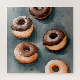 Puzzle Aquarelle de Donuts au chocolat