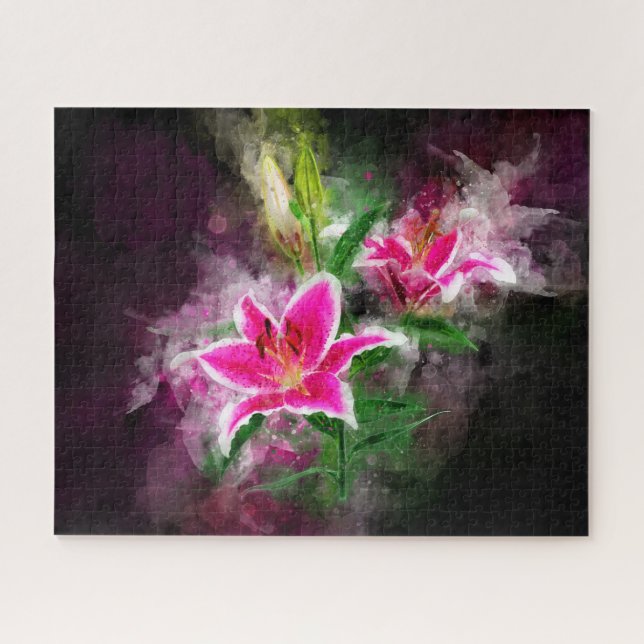 Puzzle Aquarelle de fleur de Stargazer Lily - bb 02 (Horizontal)