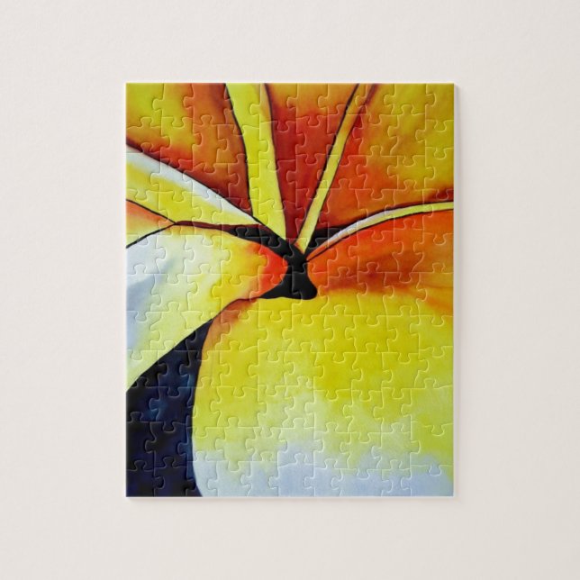 Puzzle Aquarelle de fleur frangipani tropicale art abstra (Vertical)