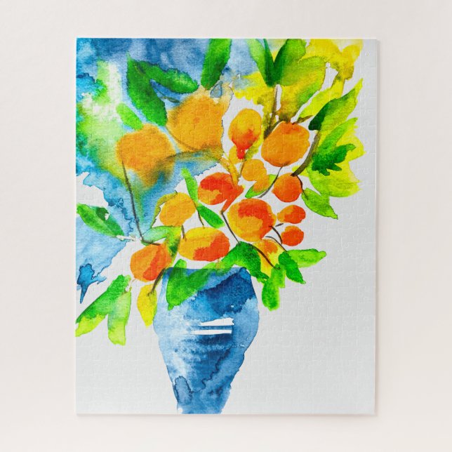 Puzzle Aquarelle de fruits d'art kumquat orange (Vertical)