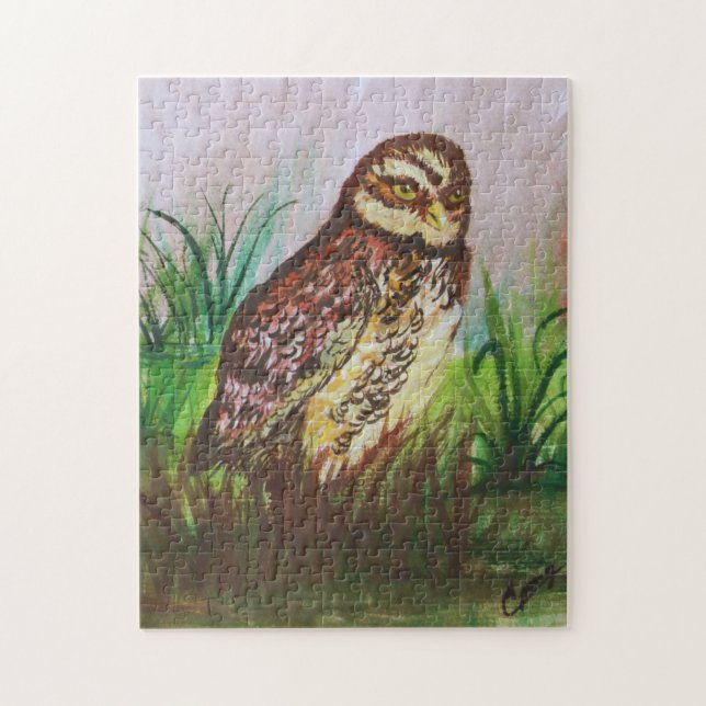 Puzzle Aquarelle de hibou enchanté (Vertical)