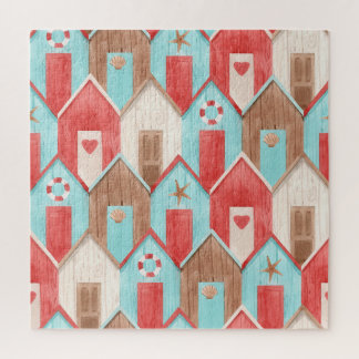 Puzzle Aquarelle de la maison de plage : motif rétro.