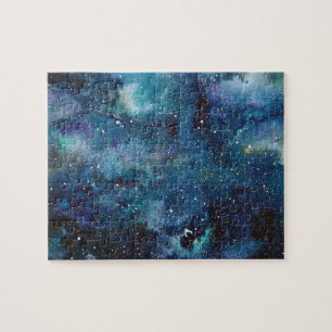 Puzzle Aquarelle de la Nebula bleue de l'espace extra-atm