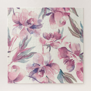 Puzzle Aquarelle de pivoines : arrière - plan floral tran