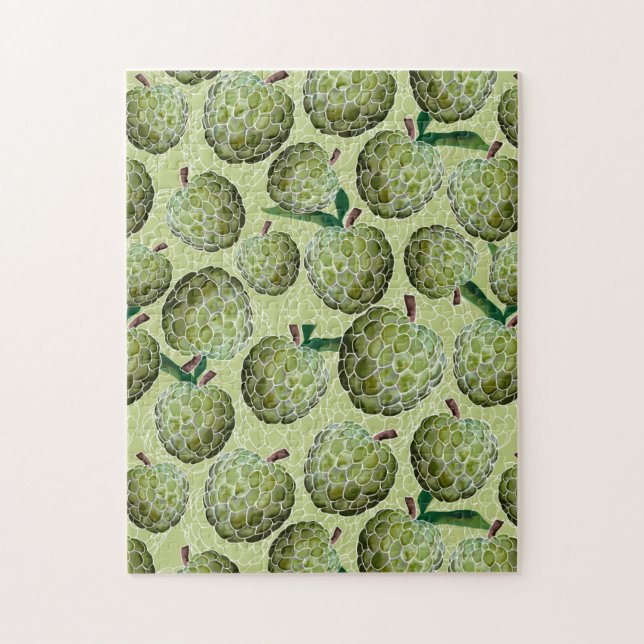 Puzzle Aquarelle de pomme de sucre | Vert (Vertical)