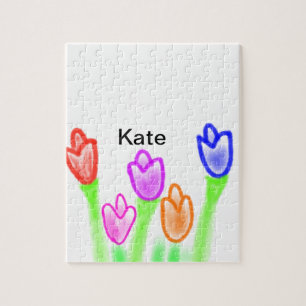 Puzzle Aquarelle de tulipe colorée ajouter un texte de no