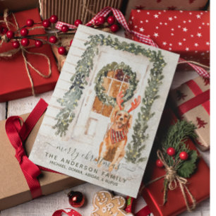 Puzzle Aquarelle de vacances Vintage neige Golden Retriev