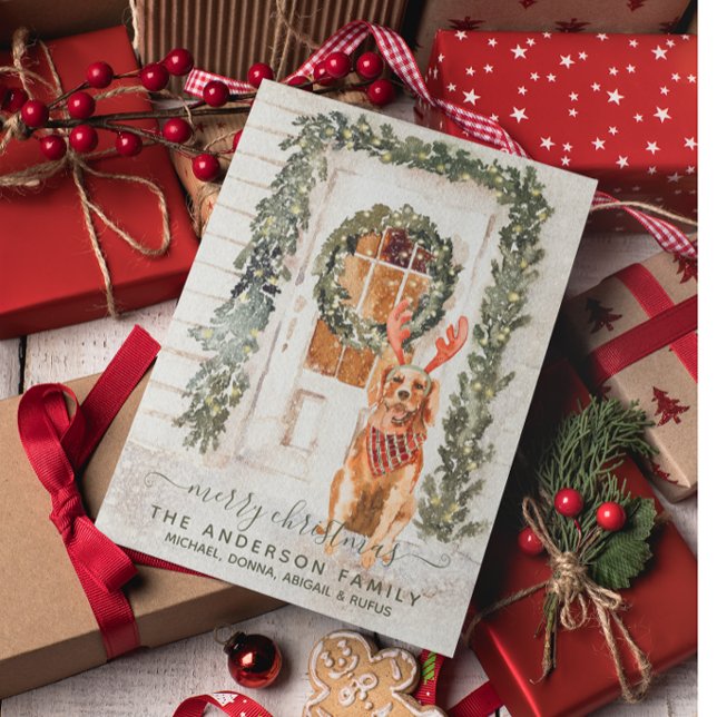 Puzzle Aquarelle de vacances Vintage neige Golden Retriev (Créateur téléchargé)