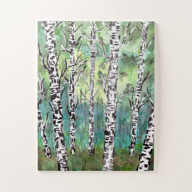 Puzzle Aquarelle des bois de bouleau (Vertical)