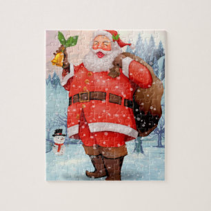 Puzzle Aquarelle d'hiver Santa Claus Snowman