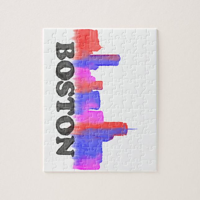 Puzzle Aquarelle d'horizon de Boston (Vertical)