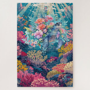 Puzzle Aquarelle difficile Tortue de mer Corail Reef Océa