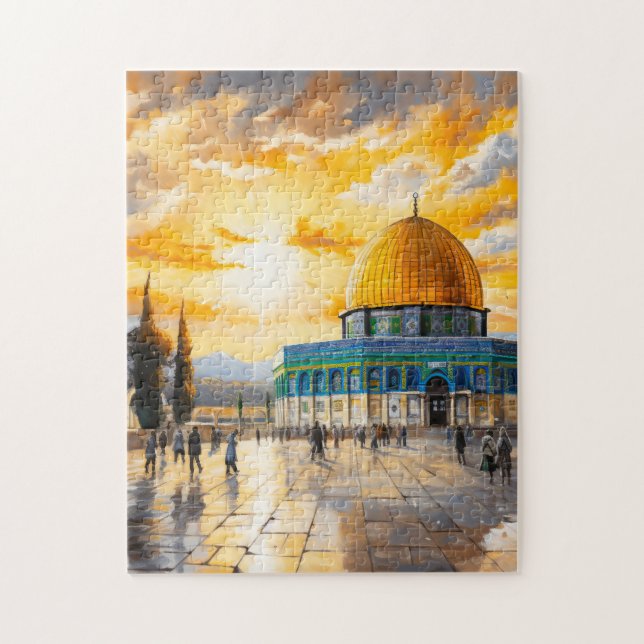 Puzzle Aquarelle Dôme de Rock Mosquée Aqsa Jérusalem (Vertical)
