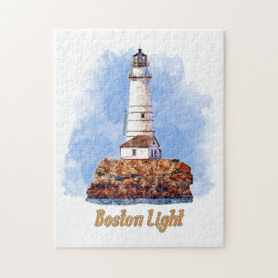 Puzzle Aquarelle du phare de Boston - Massachusetts