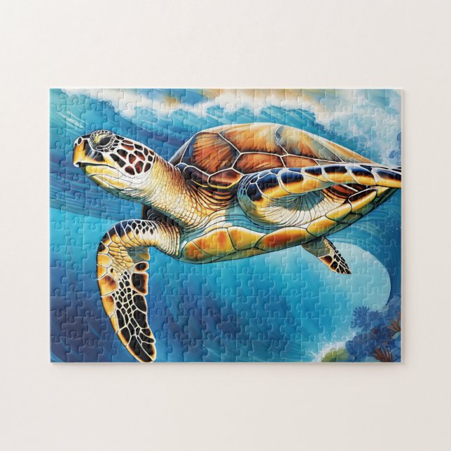Puzzle Aquarelle dynamique de la tortue marine (Horizontal)