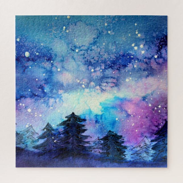 Puzzle Aquarelle Espace Art : Ciel de nuit (Vertical)