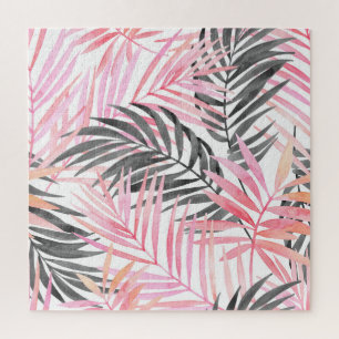 Puzzle Aquarelle Feuille rose tropicale