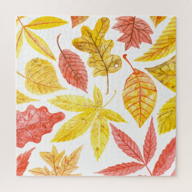 Puzzle Aquarelle feuilles d'automne, motif coloré. (Vertical)