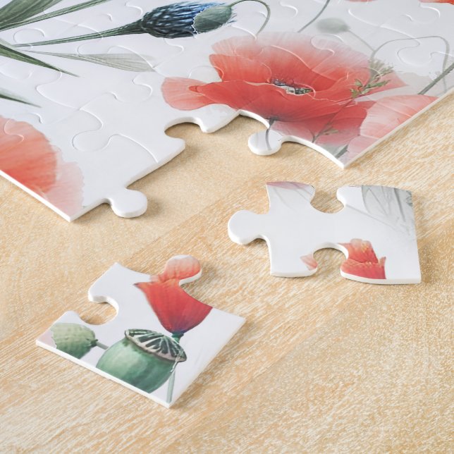 Puzzle Aquarelle Fleur Sauvage Pavot Daisy  (Côté)