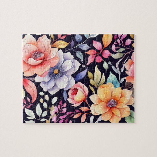 Puzzle Aquarelle Fleurs roses (Horizontal)