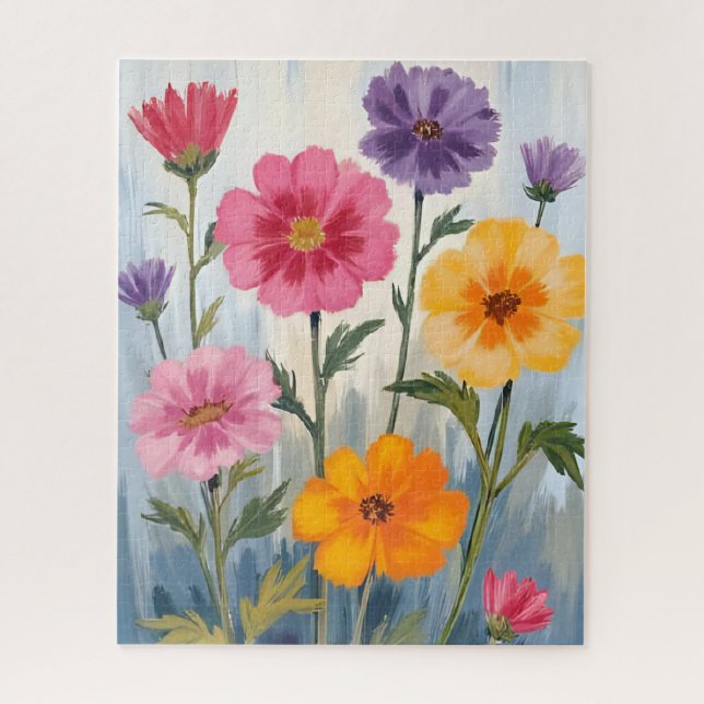 Puzzle Aquarelle Fleurs Sauvages | Peinture de Champ de F (Vertical)