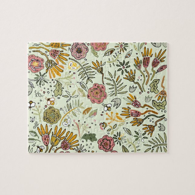 Puzzle Aquarelle Florale Fleurs d'abeille Élégante Modern (Horizontal)