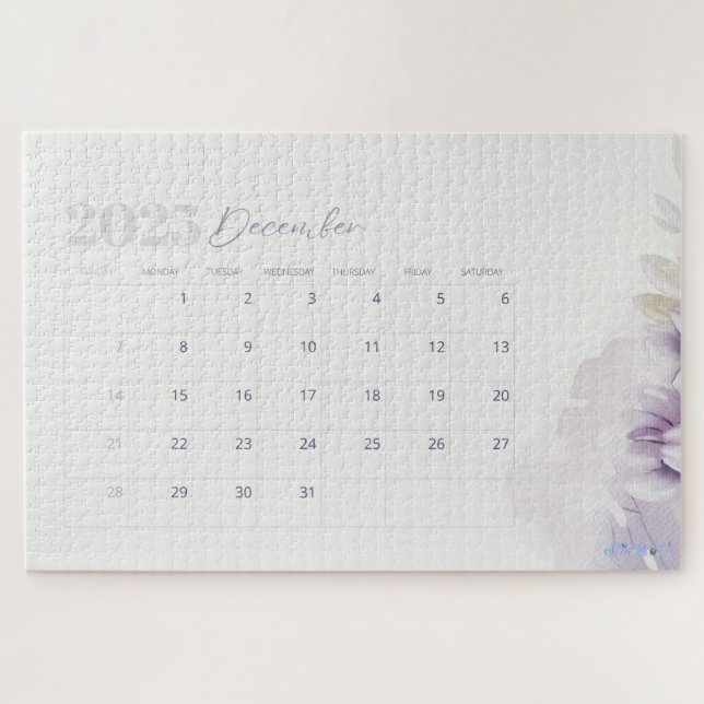 Puzzle Aquarelle florale mauve 2025 (Horizontal)