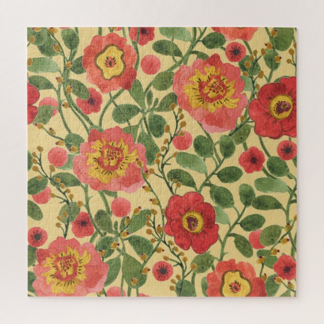 Puzzle Aquarelle florale rétro : Élégance intemporelle (Vertical)