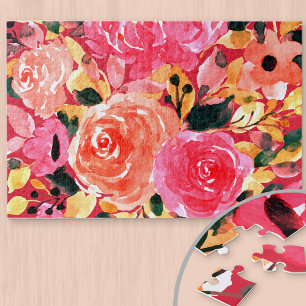 Puzzle Aquarelle Florale rose pâle