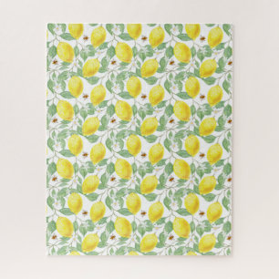Puzzle Aquarelle Fruit citron, Fleur de citron et abeille