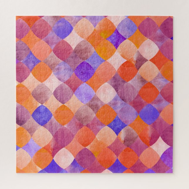 Puzzle Aquarelle géométrique, écailles de poissons arabes (Vertical)