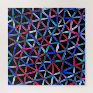 Puzzle Aquarelle Géométrique : Triangles Grille Motif.