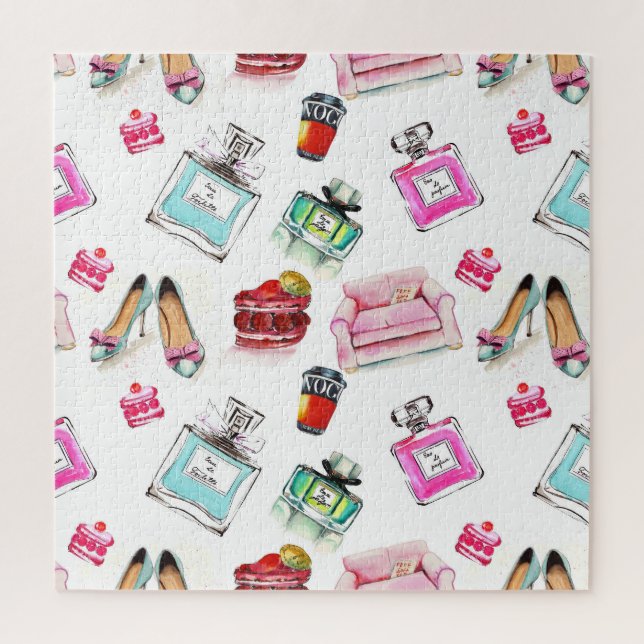 Puzzle Aquarelle Glamor : Mode Motif sans couture (Vertical)