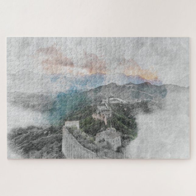 Puzzle Aquarelle grand mur de Chine (Horizontal)