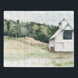Puzzle Aquarelle Grange blanche<br><div class="desc">Aquarelle Grange III par Jennifer Paxton Parker. Dispose d'une grange blanche sur le côté dans un champ arboré.</div>