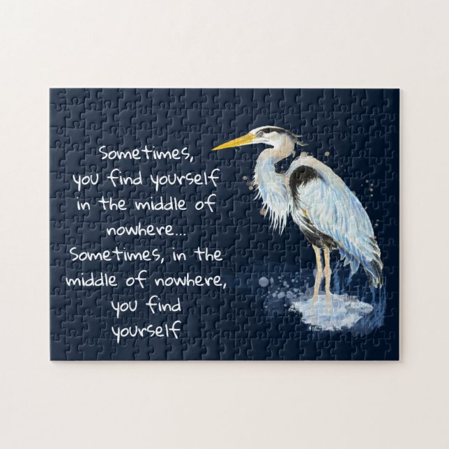 Puzzle Aquarelle Great Blue Heron Citation Inspirante (Horizontal)