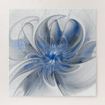Puzzle Aquarelle gris bleu Abstrait Fractal Art Flower<br><div class="desc">Fleur d'imaginaire unique aux tons bleu et gris,  abstraite et élégante. Conception pour votre puzzle et plus encore.</div>