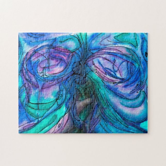 Puzzle Aquarelle Imaginaire bleu (Horizontal)