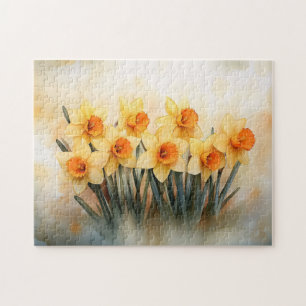 Puzzle Aquarelle jonquilles Jaune et vert