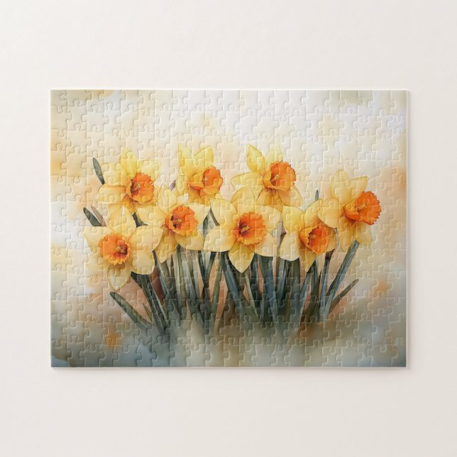 Puzzle Aquarelle jonquilles Jaune et vert (Horizontal)