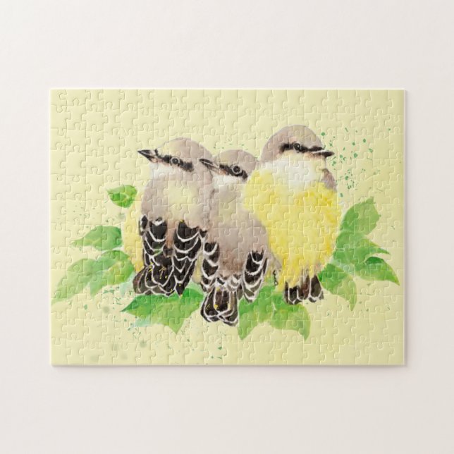 Puzzle Aquarelle Kingbird Jardin Oiseau Nature Art (Horizontal)