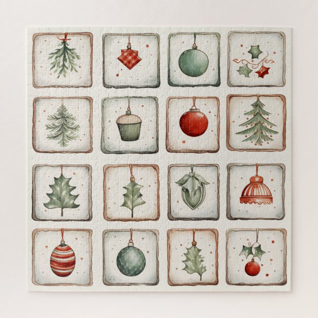 Puzzle Aquarelle Lineart Motif de Noël (Vertical)