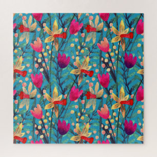 Puzzle Aquarelle Lumineuse : Design Floral Sans Maille.